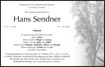 Anzeige von Hans Sendner von MGO