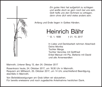 Anzeige von Heinrich Bähr von MGO