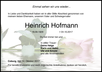 Anzeige von Heinrich Hofmann von MGO