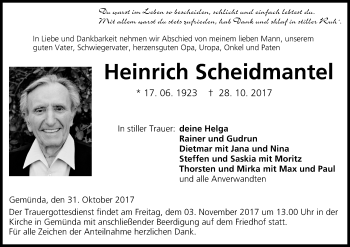 Anzeige von Heinrich Scheidmantel von MGO