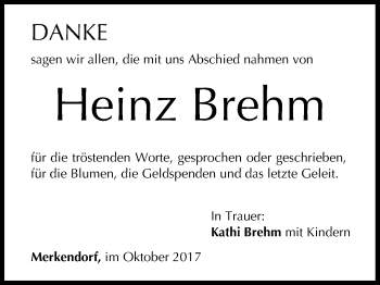 Anzeige von Heinz Brehm von MGO