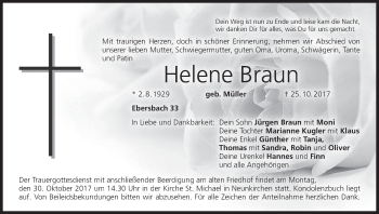 Anzeige von Helene Braun von MGO