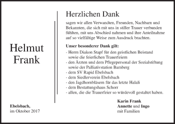 Anzeige von Helmut Frank von MGO