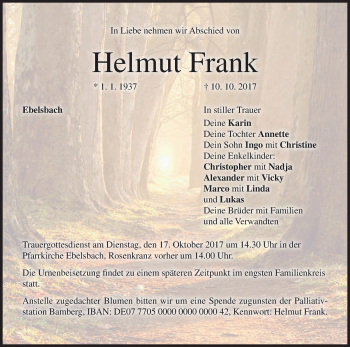 Anzeige von Helmut Frank von MGO