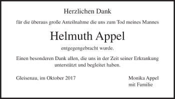 Anzeige von Helmuth Appel von MGO