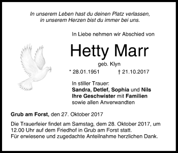 Anzeige von Hetty Marr von MGO