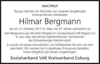 Anzeige von Hilmar Bergmann von MGO