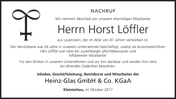 Anzeige von Horst Löffler von MGO