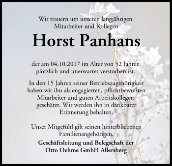Anzeige von Horst Panhans von MGO