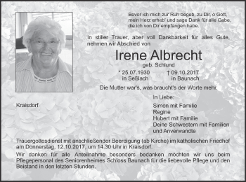 Anzeige von Irene Albrecht von MGO