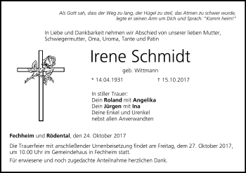 Anzeige von Irene Schmidt von MGO