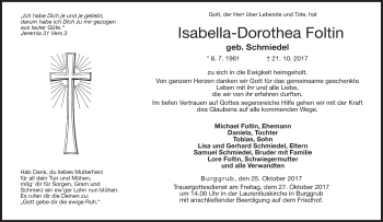 Anzeige von Isabella-Dorothea Foltin von MGO