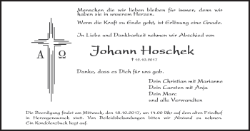 Anzeige von Johann Hoschek von MGO