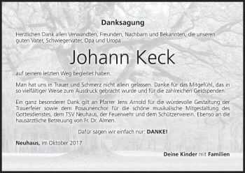 Anzeige von Johann Keck von MGO