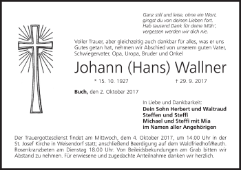Anzeige von Johann Wallner von MGO
