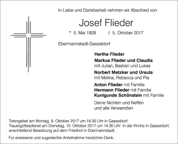 Anzeige von Josef Flieder von MGO