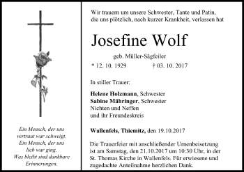 Anzeige von Josefine Wolf von MGO