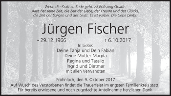 Anzeige von Jürgen Fischer von MGO