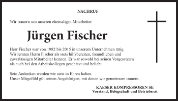 Anzeige von Jürgen Fischer von MGO