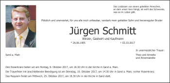 Anzeige von Jürgen Schmitt von MGO