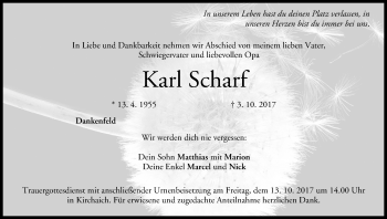 Anzeige von Karl Scharf von MGO
