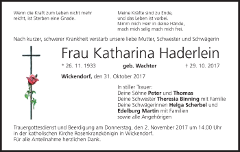 Anzeige von Katharina Haderlein von MGO