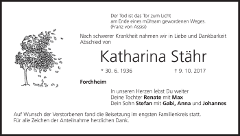 Anzeige von Katharina Stähr von MGO