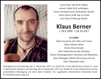 Anzeige von Klaus Berner von MGO