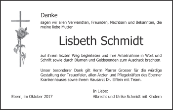 Anzeige von Lisbeth Schmidt von MGO