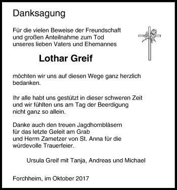 Anzeige von Lothar Greif von MGO