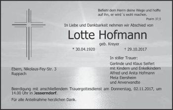 Anzeige von Lotte Hofmann von MGO