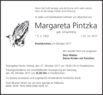 Anzeige von Margareta Pintzka von MGO