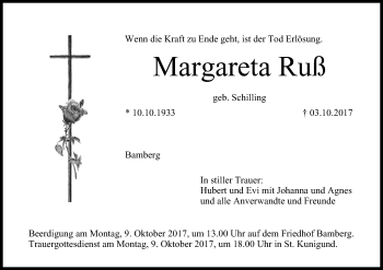 Anzeige von Margareta Ruß von MGO