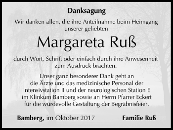 Anzeige von Margareta Ruß von MGO
