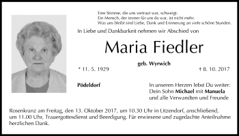 Anzeige von Maria Fiedler von MGO