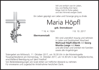 Anzeige von Maria Höpfl von MGO