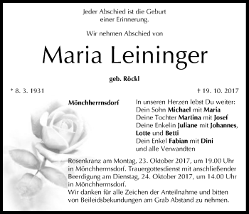 Anzeige von Maria Leinfinger von MGO