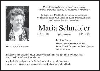 Anzeige von Maria Schneider von MGO