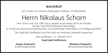 Anzeige von Nikolaus Schorn von MGO