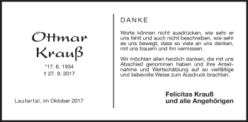 Anzeige von Ottmar Krauß von MGO