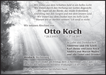 Anzeige von Otto Koch von MGO