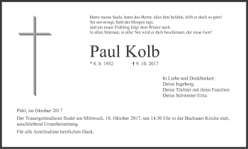 Anzeige von Paul Kolb von MGO