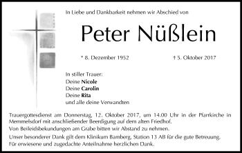 Anzeige von Peter Nüßlein von MGO