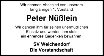 Anzeige von Peter Nüßlein von MGO