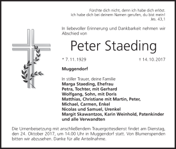 Anzeige von Peter Staeding von MGO