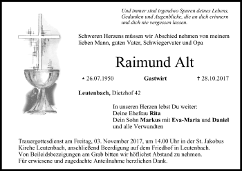 Anzeige von Raimund Alt von MGO