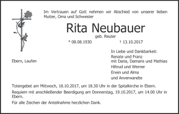 Anzeige von Rita Neubauer von MGO