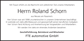 Anzeige von Roland Schorn von MGO