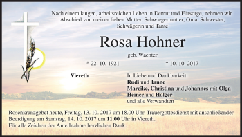 Anzeige von Rosa Hohner von MGO