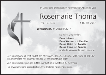 Anzeige von Rosemarie Thoma von MGO